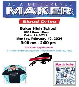 Be A Difference Maker: Baker High School Blood Drive