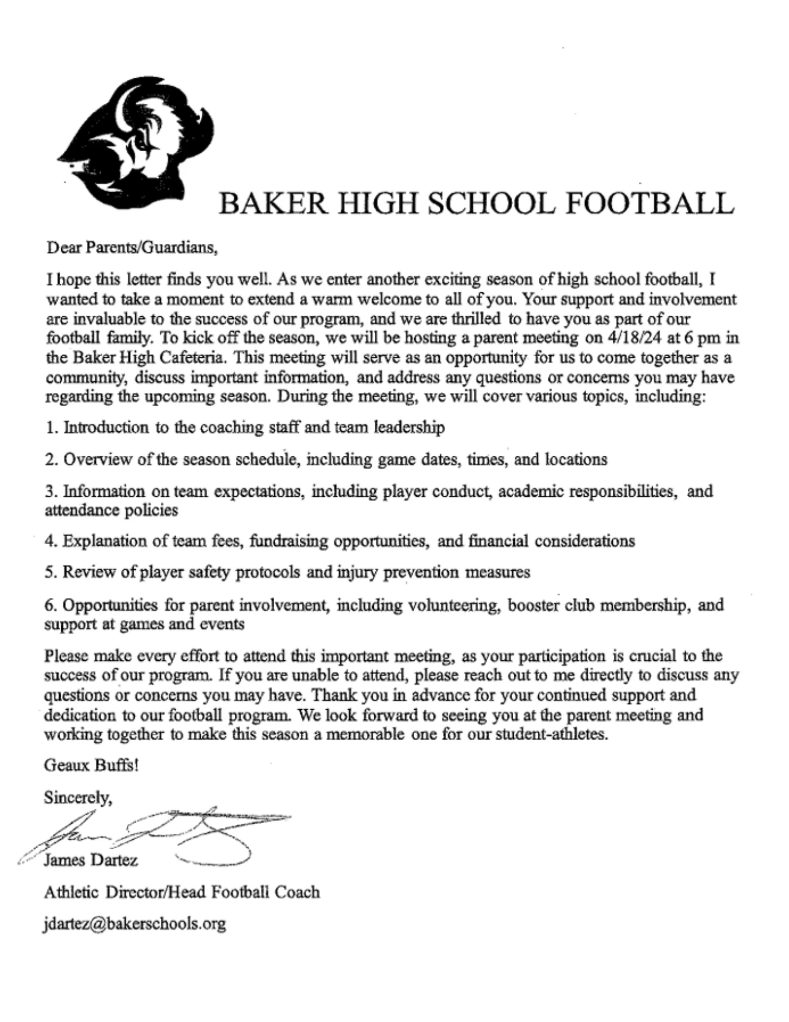 BHS Football letter